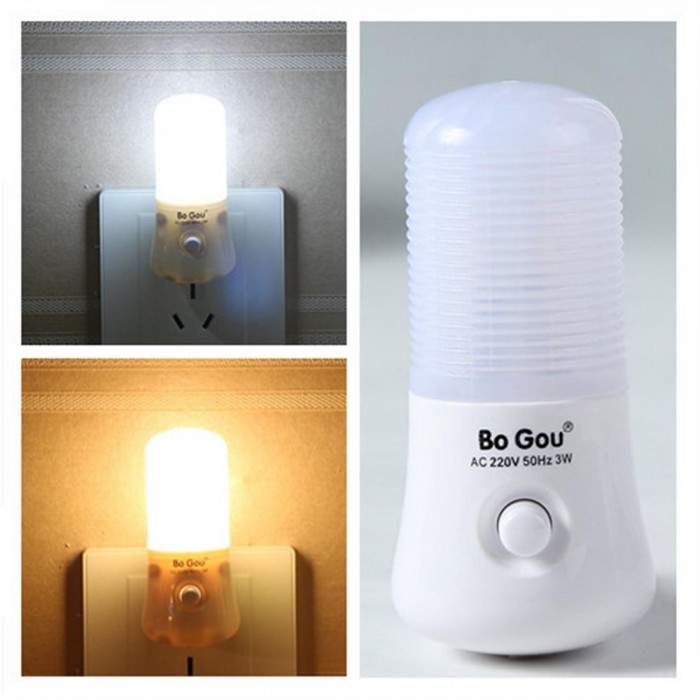 New 3W button LED pillar switch small night light wall light (4 beads) 726 / box 0.6 white light (4 beads)