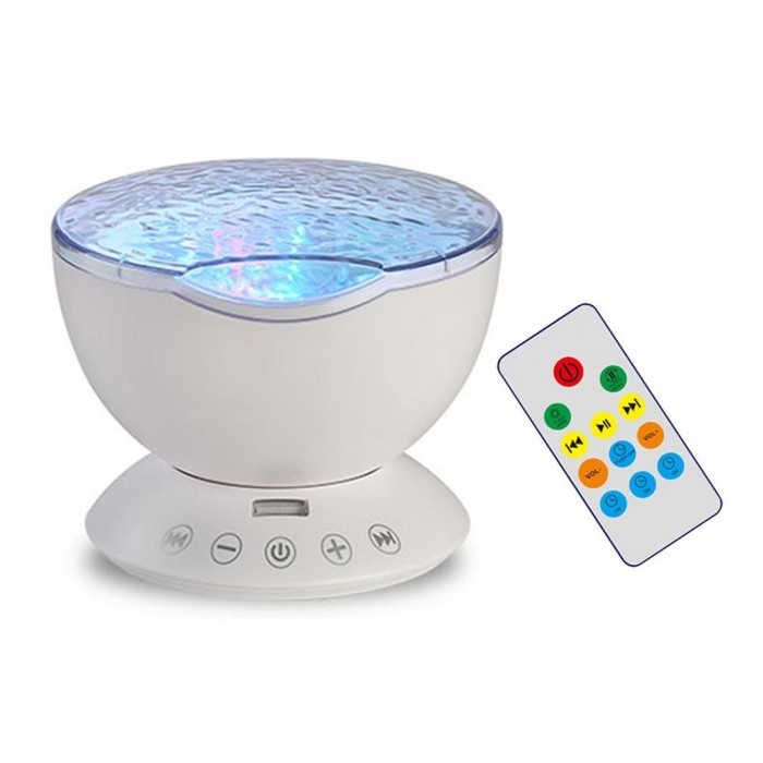 Ocean Wave Starry Sky LED Projector 7 Modes Night Light RC USB Lamp With Music