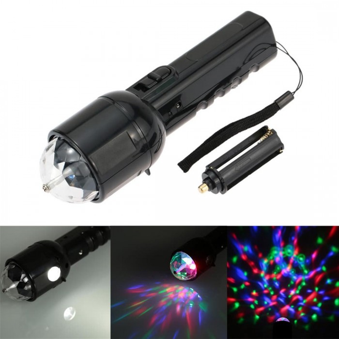 DC 5V 3W Portable Multifunctional Dual Use RGB LED Stage Effect Light Magic Ball Lamp Flashlight Torch for Disco KTV Club Party