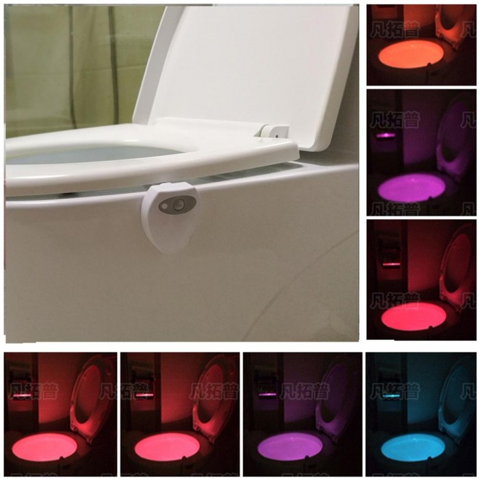 Amazon hot style new USB charging UV sterilization toilet lamp LED sensor 16 color toilet lamp small night charging 8 color gradient