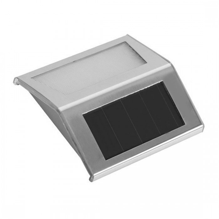 2LED Modern Solar Wall Lamp Stainless Steel Sensor Light Waterproof Lamp