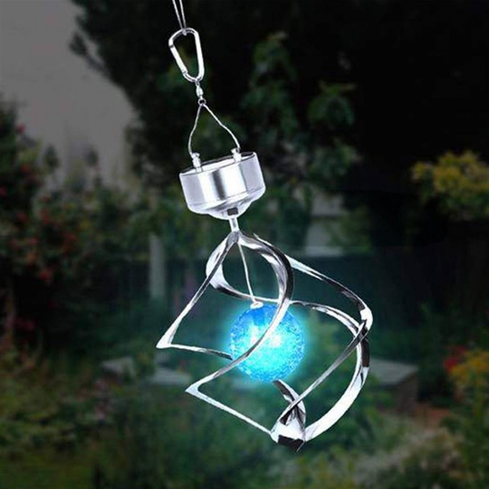 Hot style solar wind lantern solar wind bell lamp home solar gift lamp wind bell lamp silver