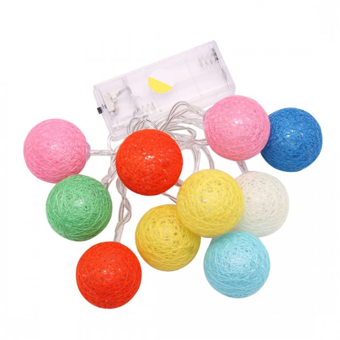 10/20 Pcs Colorful Fabric Creamy Cotton Lamp Ball String Fairy LED Lights Decor Romantic Decoration Ligthing Bulb with Mixed Colors for Xmas Wedding Party