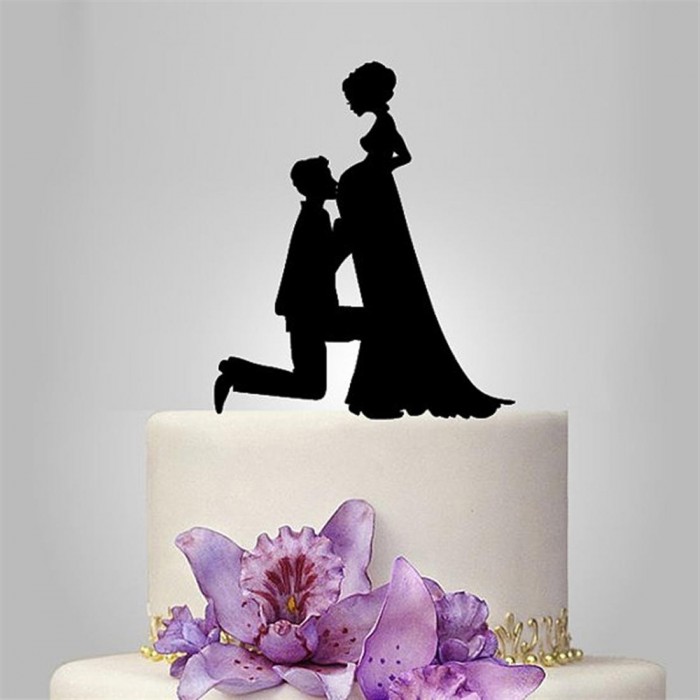 Wedding cake placard concise bride and groom cake placard wedding cake decoration gold flashing 14cm high