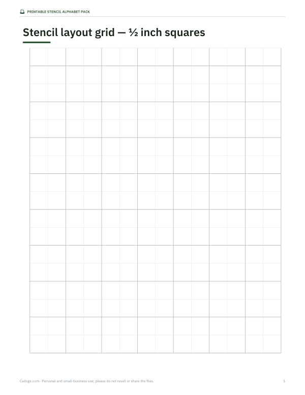 Preview of Printable Letter Stencil Layout Grid