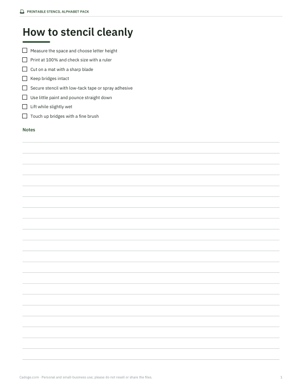 Preview of Printable Stencilling Guide